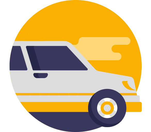 A car icon on a yellow background, perfect for sunshine coast tours.