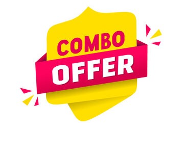 A graphic of a vibrant yellow and pink badge that reads "combo offer" in bold, white letters, with dynamic red and pink design elements around it for Noosa tours.